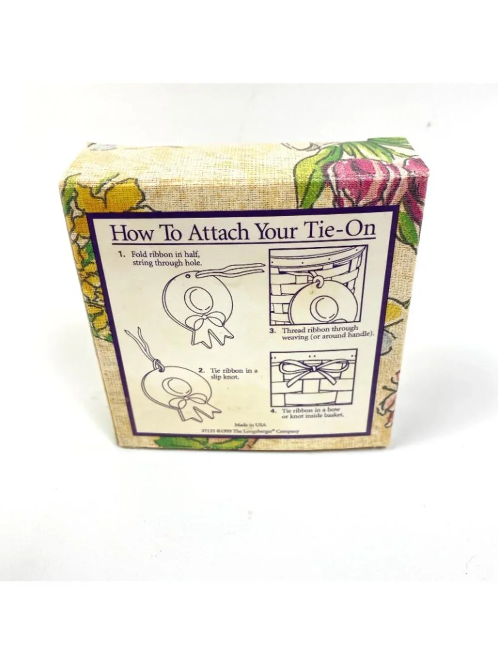 Longaberger Tie-On Bonnet Hat Early Blossoms Pottery 37133 1999 New in Box